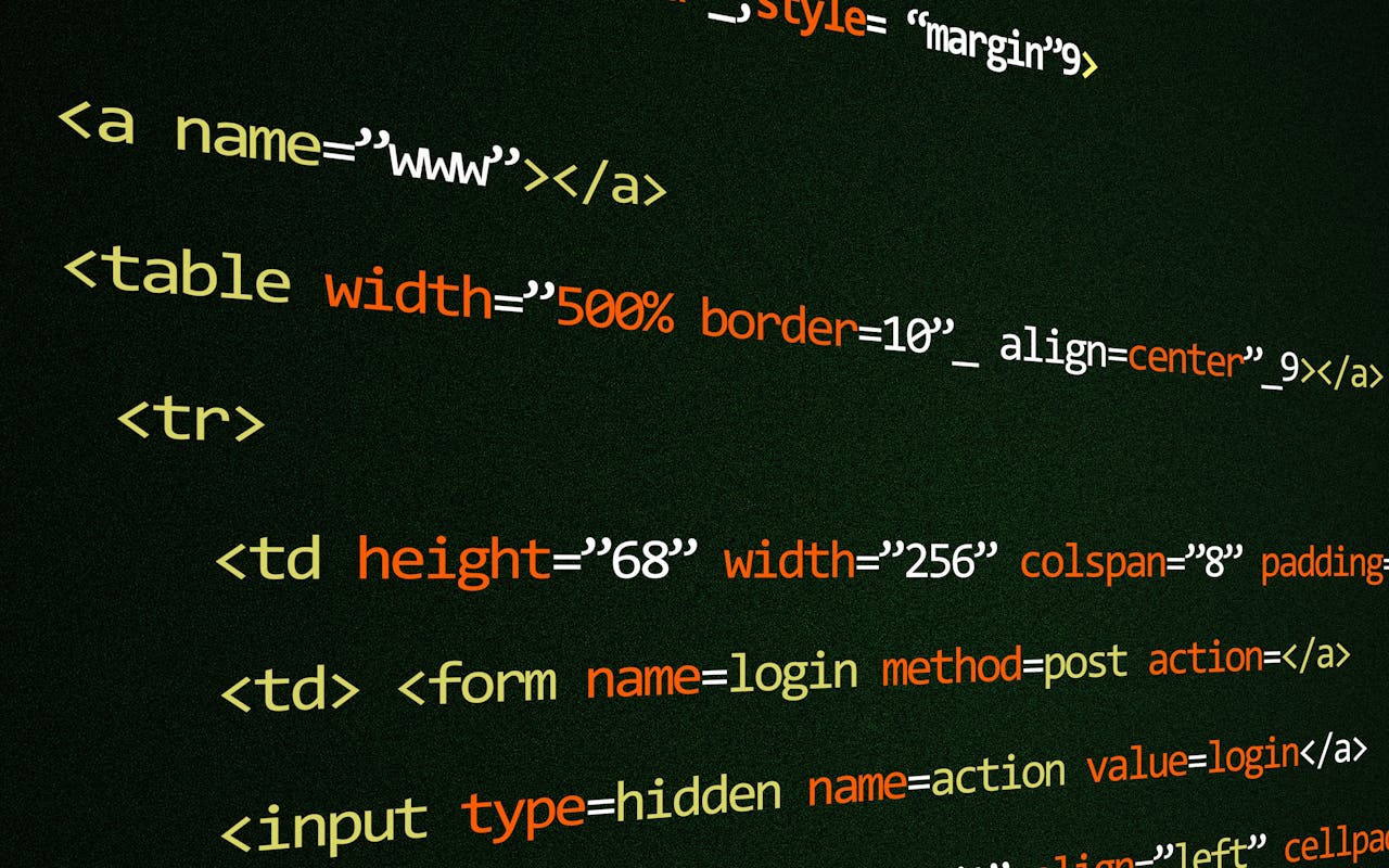 services-01 Close-up of HTML code lines highlighting web development concepts and techniques.